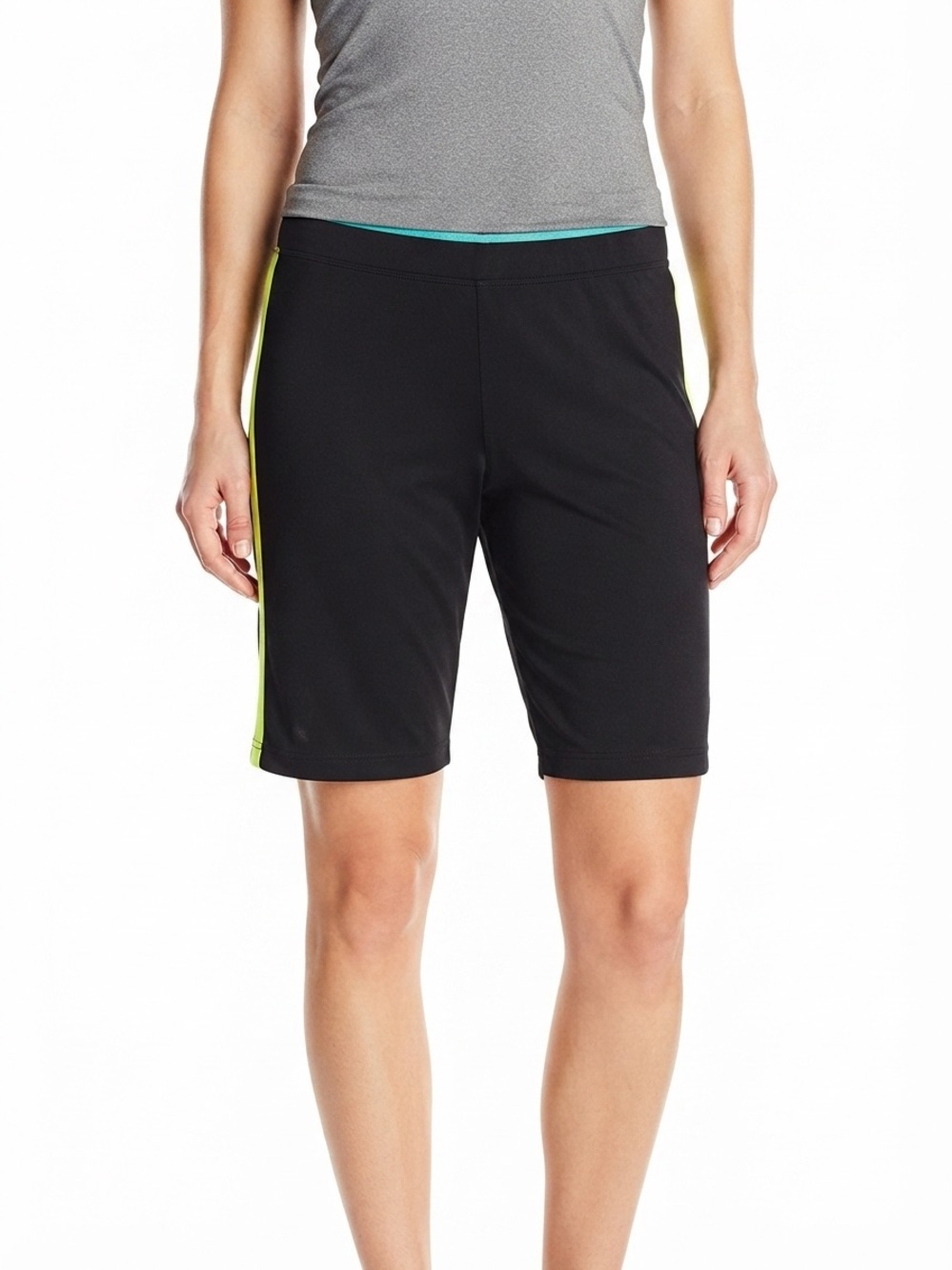 made for life Black Athletic Shorts with Neon Green Side Panels
